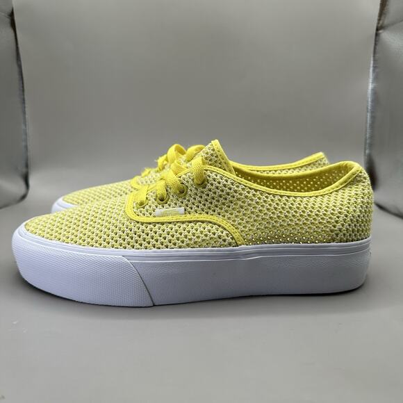 Vans Authentic Platform 2.0 'Summer Mesh Sneakers Yellow Mens 8.5/Women’s 10 US - Picture 2 of 9